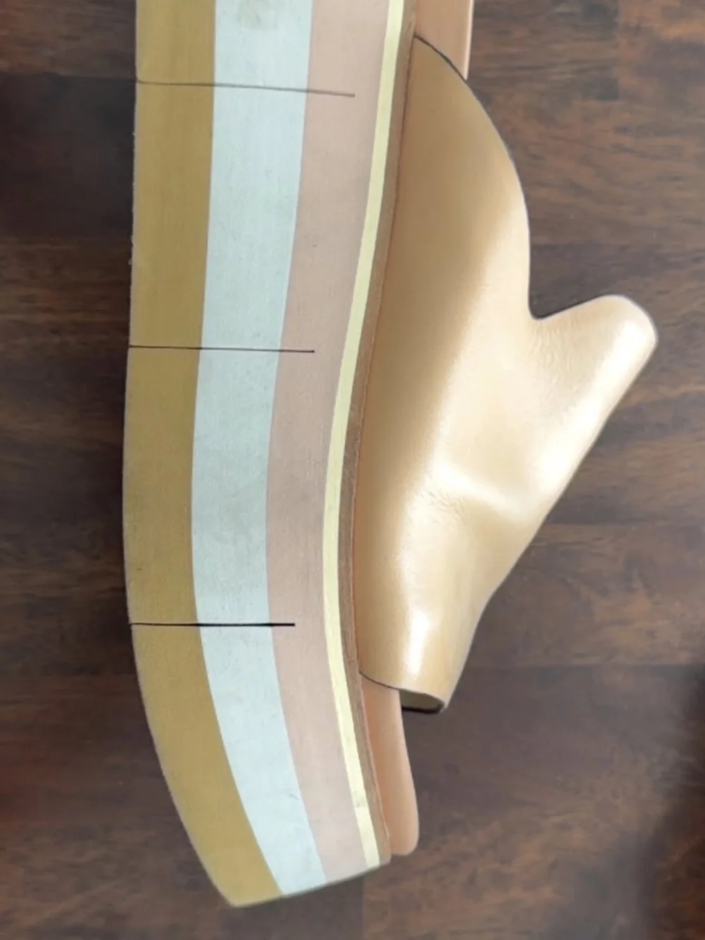 Naked Feet Tan Leather Slide Wedges